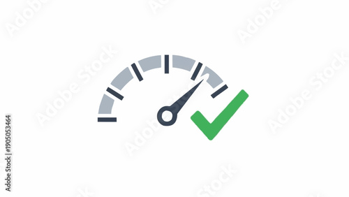 Tableau sur toile Green checkmark on gauge meter.