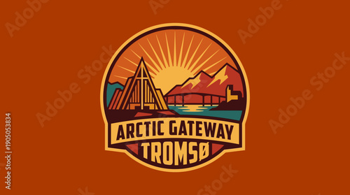 Arctic Gateway Tromsø Norway Emblem Vintage Style Travel Adventure