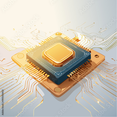 Advanced Microprocessor with Intricate Circuitry - High-Tech Electronic Component for Future Innovations