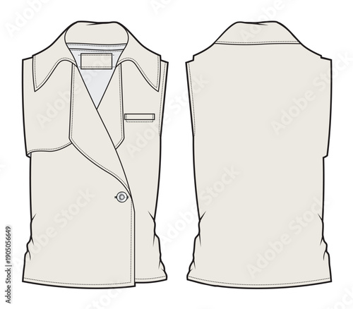 Sleeveless jackets mockup template vector illustration.