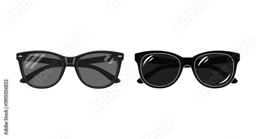 Black sunglasses with dark lenses and sleek frames.
