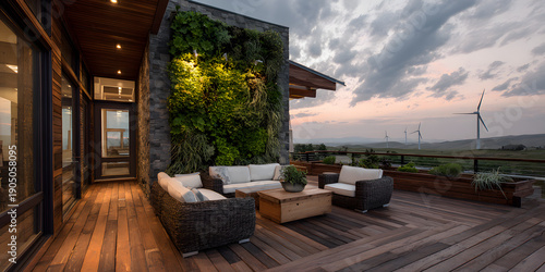Modern Deck with Green Wall