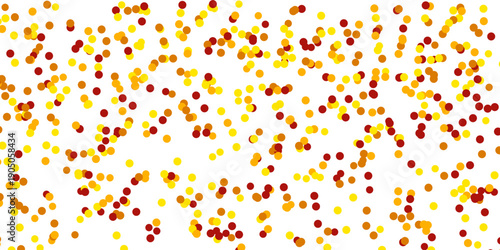 Gold falling down confetti background. Repeated golden dotted glitter pattern. Yellow, orange and golden dots wallpaper. Celebration Christmas, New Year or birthday party repeating backdrop. Vector