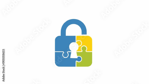 Fotografie Colorful Puzzle Lock Security Concept.