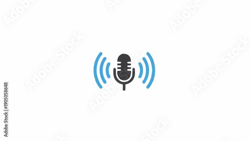 Fotografija Microphone Icon with Sound Waves Emitted.