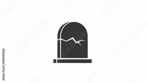 Fotografie Simple Black Tombstone Icon with Crack.