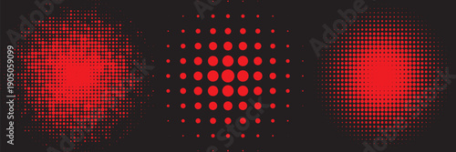 Halftone gradient set. Dotted textured round and square patterns. Cartoon faded background collection. Pixelated bitmap element pack for frame, poster, collage, banner. Vector comic bundle