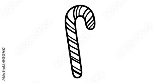 Hand-Drawn Candy Cane Illustration for Festive Holiday Designs.
