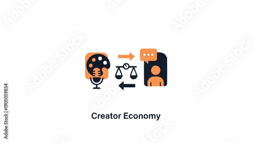 Creator economy digital concept icons.