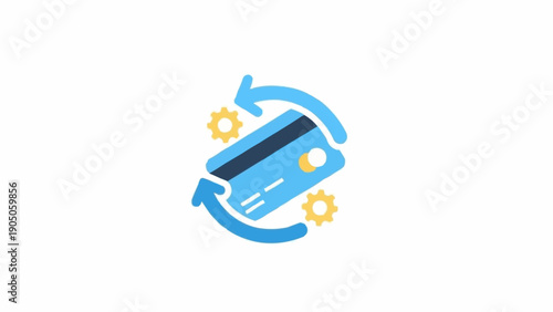 Credit card with circular arrows.