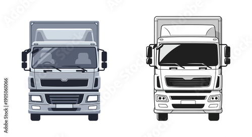 Front view of a large truck in different styles.