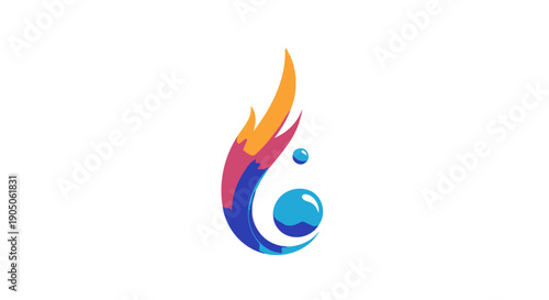 Abstract colorful flame and water drop logo design symbol.