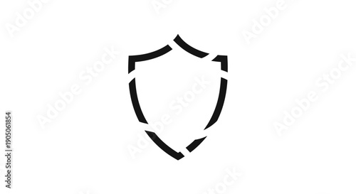 Minimalist black shield outline icon symbolizing protection and security.