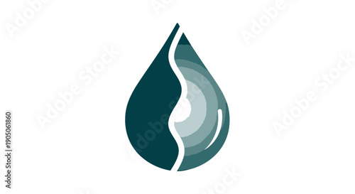 Abstract water drop design with leaf silhouette symbolizing nature and purity.