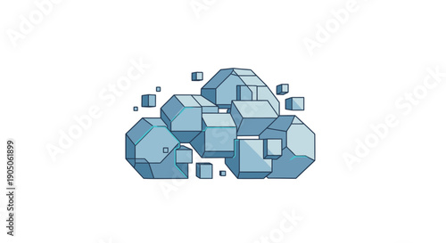 Abstract digital cloud computing concept with network connections and data nodes.