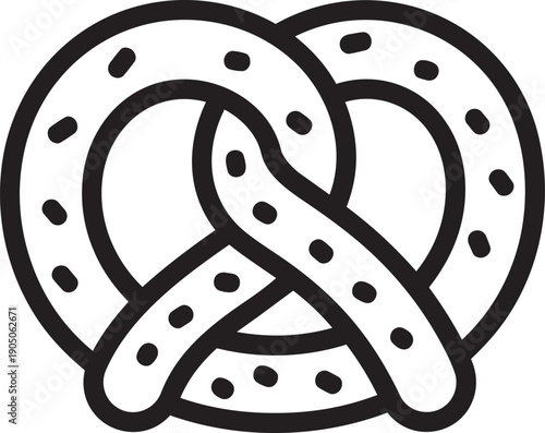 Pretzel Delight icon: An abstract depiction of a classic pretzel, a visual treat perfect for menus and culinary presentations, inviting a savory taste experience.
