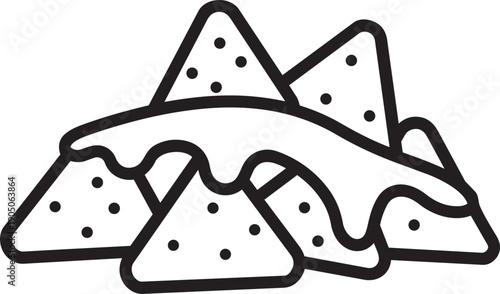 Nachos with Cheese icon: Deliciously crisp tortilla chips are artfully arranged and generously drizzled with a rich, melted cheese sauce, creating a culinary masterpiece.