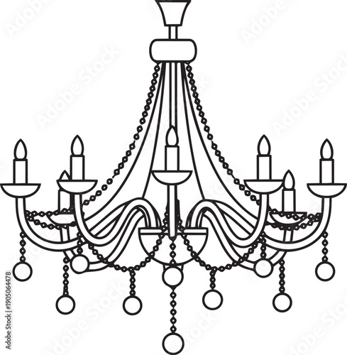 Elegant Chandelier icon: An exquisite chandelier, gracefully adorned with cascading crystals and delicate candle-shaped bulbs, casts a radiant glow.