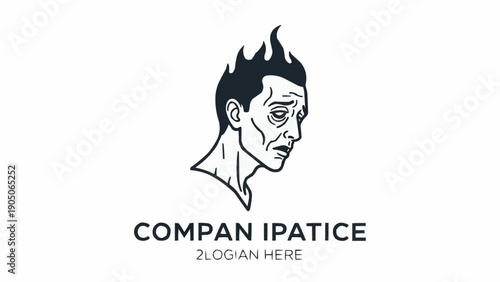 Fotografía Illustration of a Man with Flames Hair.