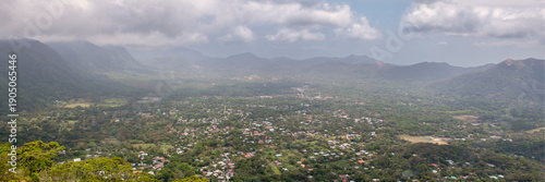 Panoramic view of El Valle de Anton town surrounded by mountains in Panama