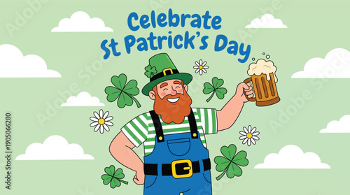 Cheerful Leprechaun Celebrating St Patricks Day with Beer