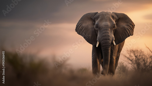 Foto African Elephant at Sunset
