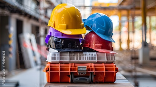 construction site with a helmet