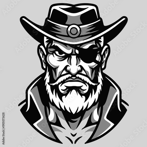 Angry Cowboy Outlaw Bandit Mascot Vector Illustration