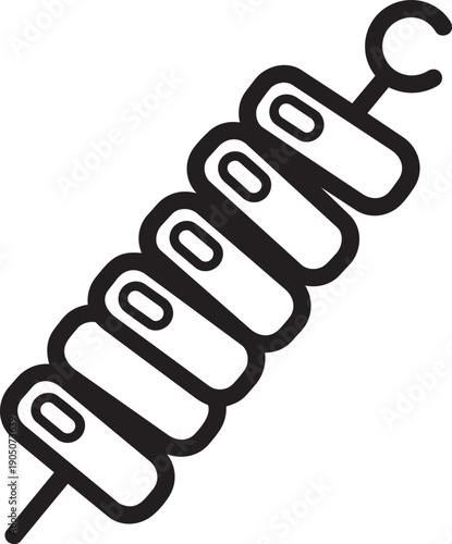 Culinary Skewer Delight icon: An illustrative depiction of a culinary skewer, artfully arranged and ready for enjoyment, evokes a sense of food's simplicity and deliciousness.