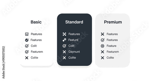 Pricing plans visual representation with features for business and marketing