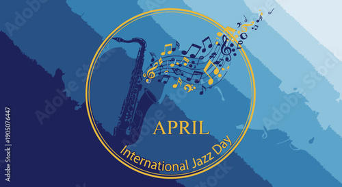 Saxophone Music Notes Circle Logo Design.