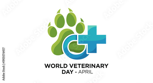 Veterinary Logo with Paw Print Symbol.
