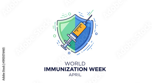 Vaccine Syringe with Shield Icon Illustration.