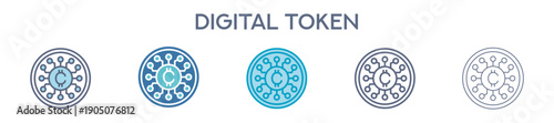 Digital Token Icon Set - Blockchain Asset And Crypto Token Symbol 