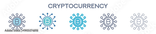 Cryptocurrency Icon Set - Digital Currency And Blockchain Finance Symbol 