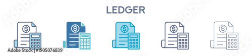 Ledger Icon Set - Secure Digital Record System 