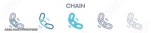 Chain Icon Set - Linked Blocks And Secure Data Structure 