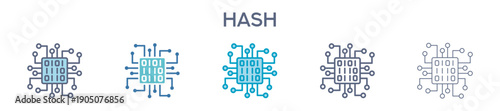 Hash Icon Set - Blockchain Encryption And Data Security 