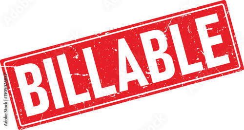 Red Billable Text Grunge Rubber Stamp Impression on Isolated White Background