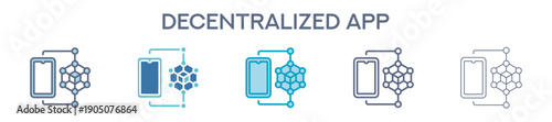 Decentralized App Icon Set - Dapp Blockchain Application Technology 
