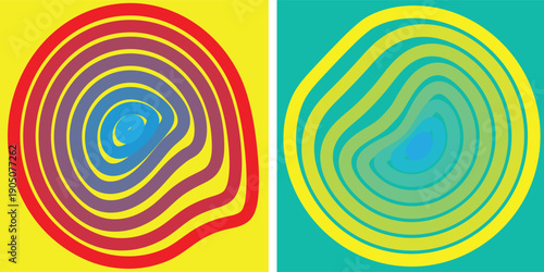 Unique Abstract Circle Background. Twisted Spiral Retro Geometric Pattern. Cool Wavy Psychedelic Vector Background.