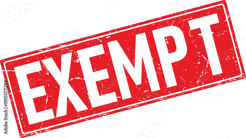 Red Rectangular Rubber Stamp Impression with EXEMPT Text and Distressed Texture