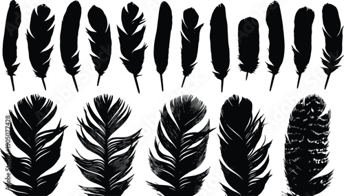 Set of watercolor wildflower elements with purple thistles, blue bellflowers, green ferns, meadow grass, and summer blossoms isolated on white background for botanical design.