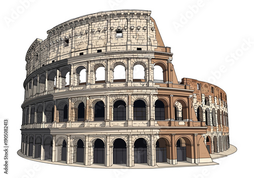 Ancient Roman Colosseum Architecture Structure.