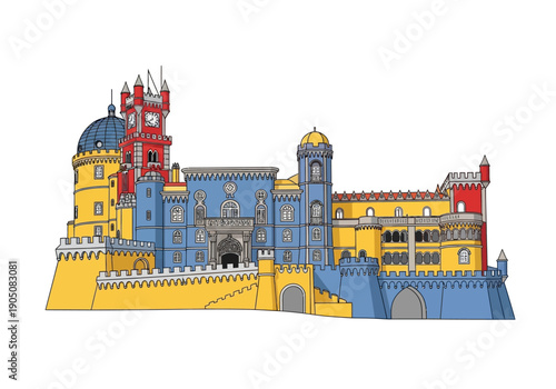 Colorful illustration of a castle.