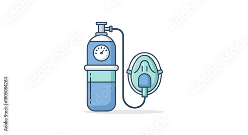 Oxygen Tank and Medical Mask Illustration
