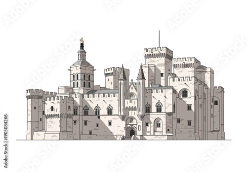 Large Medieval Castle Architecture Structure.