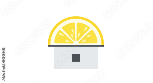 Creative Lemon Slice House Icon - Abstract Fresh Food Concept