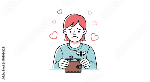 Woman Holding Brown Envelope with Heart.