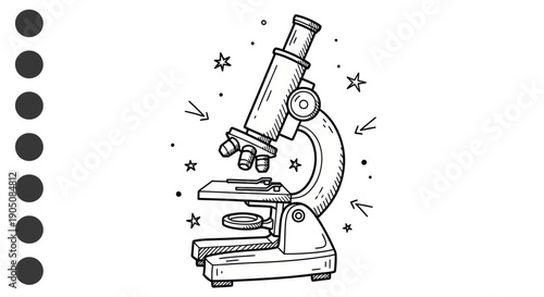 Doodle Microscope with Stars and Sparkles - Science and Discovery Concept